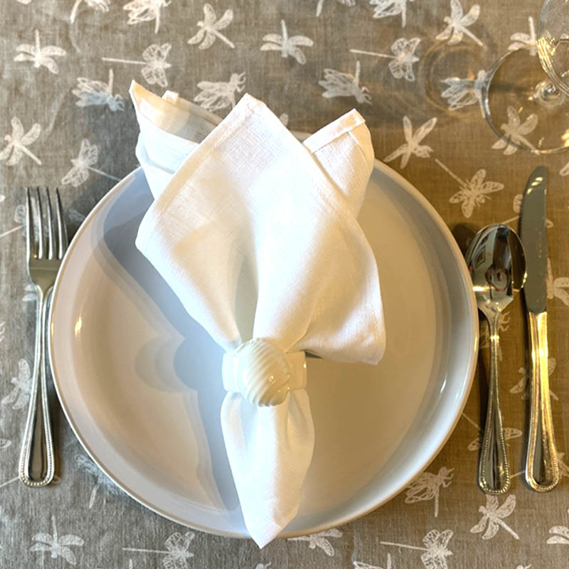 White Linen Napkins with Hem