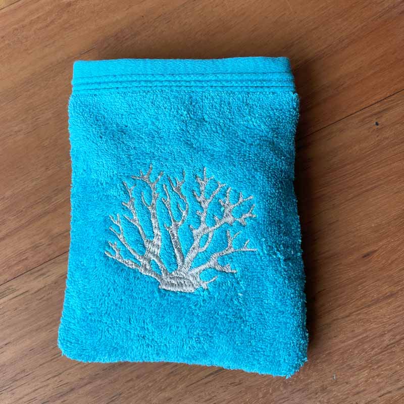 Bath Mitt L Blue Coral