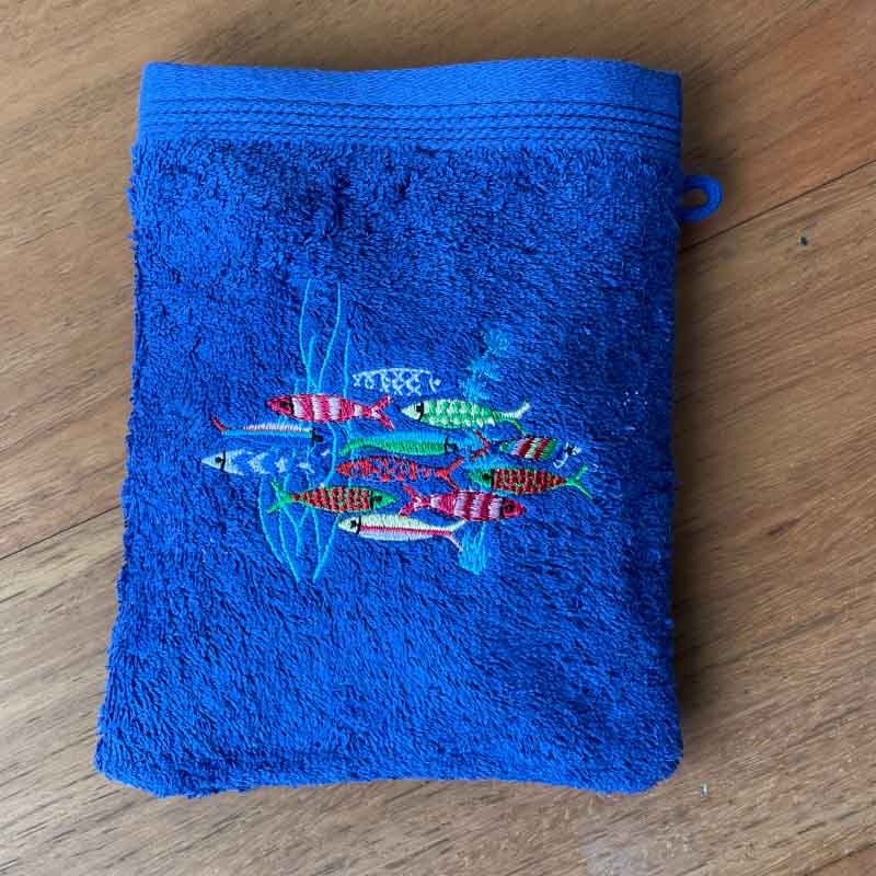Bath Mitt Navy Fish