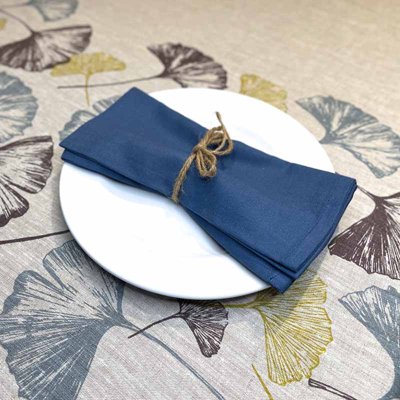 Blue Cotton Napkin on Ginkgo