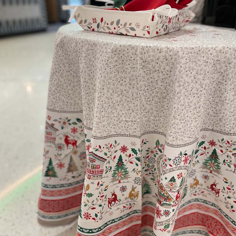 Christmas Round Stain Resistant Tablecloth