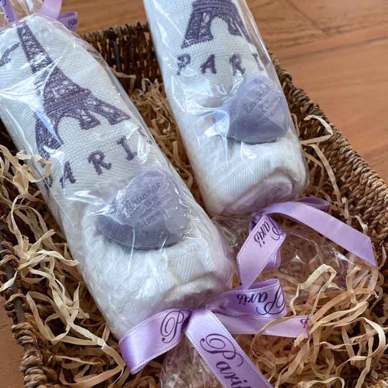 Cotton Tea Towel Soap Bon Bons White