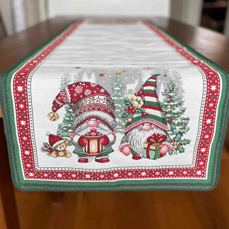 Elves French Jacquard Christmas Runner