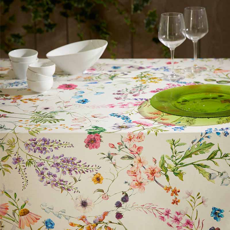 Fortuna stain resistant floral tablecloth