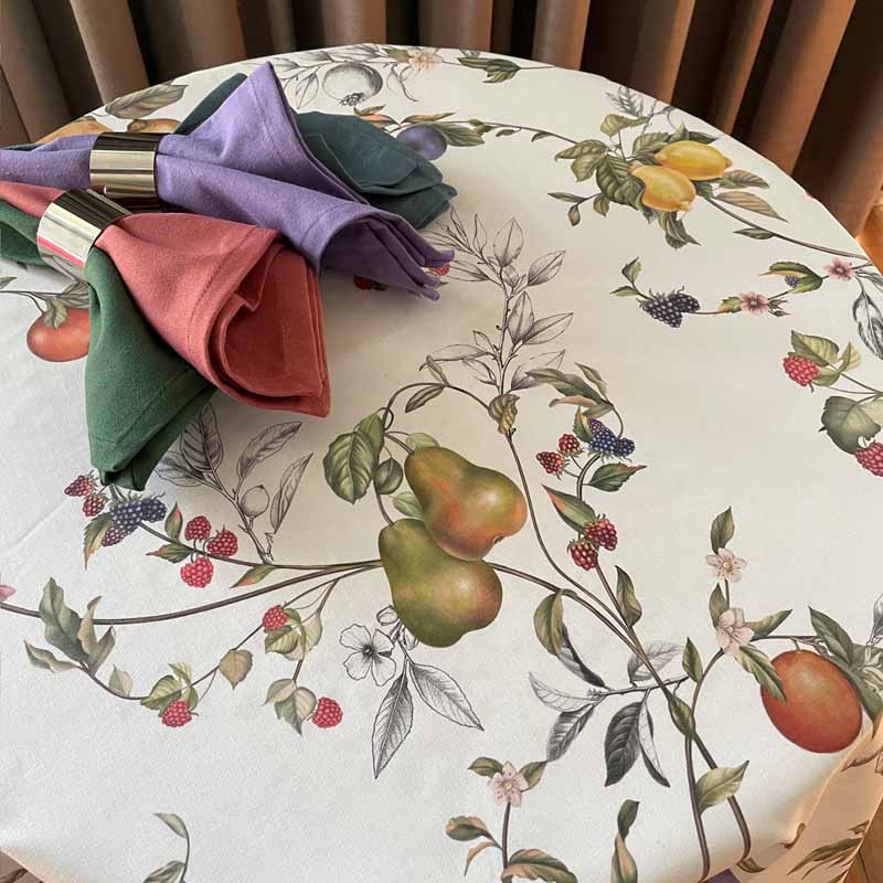 Fruits Round Stain Resistant Tablecloth