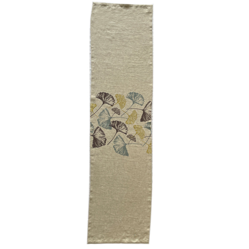 Ginkgo linen table runner full