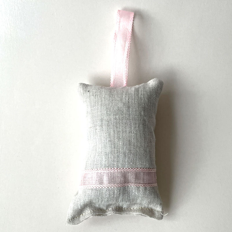 Hanging lavender bag natural pink lace