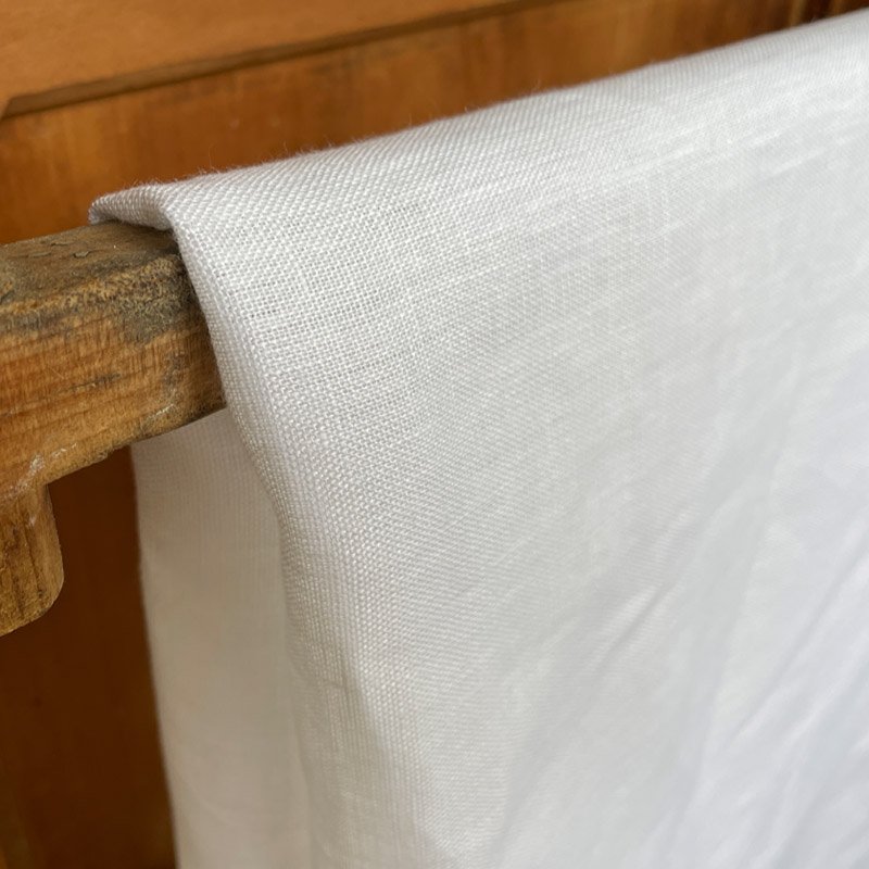 Linen Tea Towel Plain White Detail