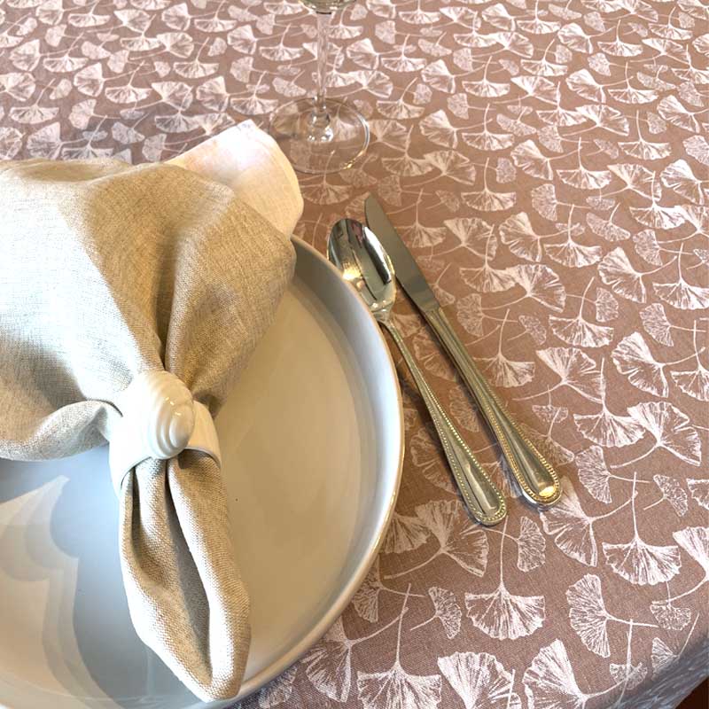 Maidenhair Blush French Linen Tablecloth napkin