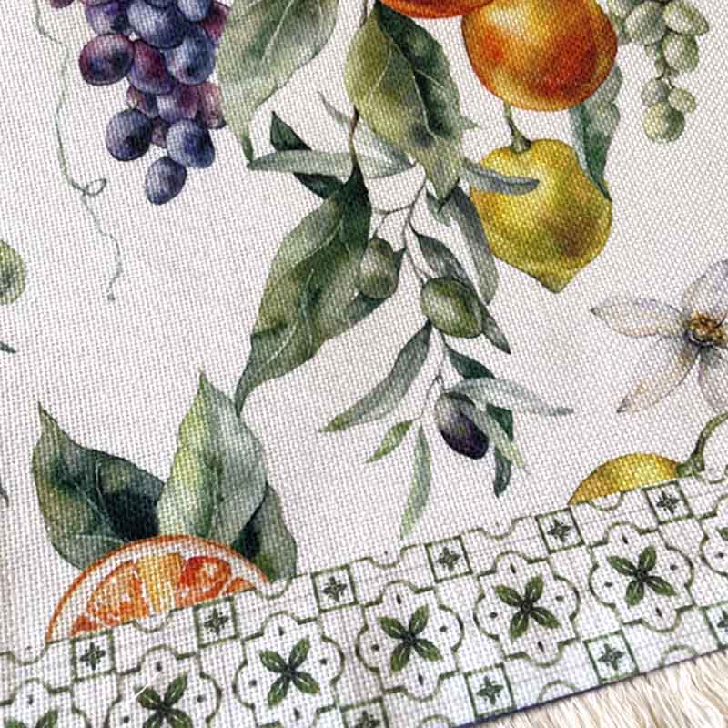 Pattern of fruits and leaves on a white background