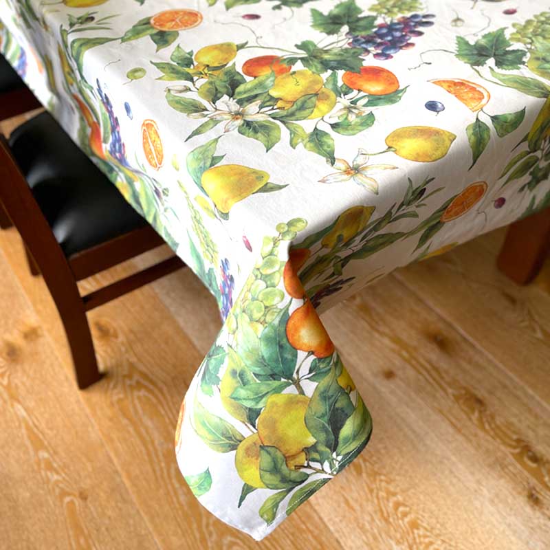 Bright summer fruits design on a tablecloth