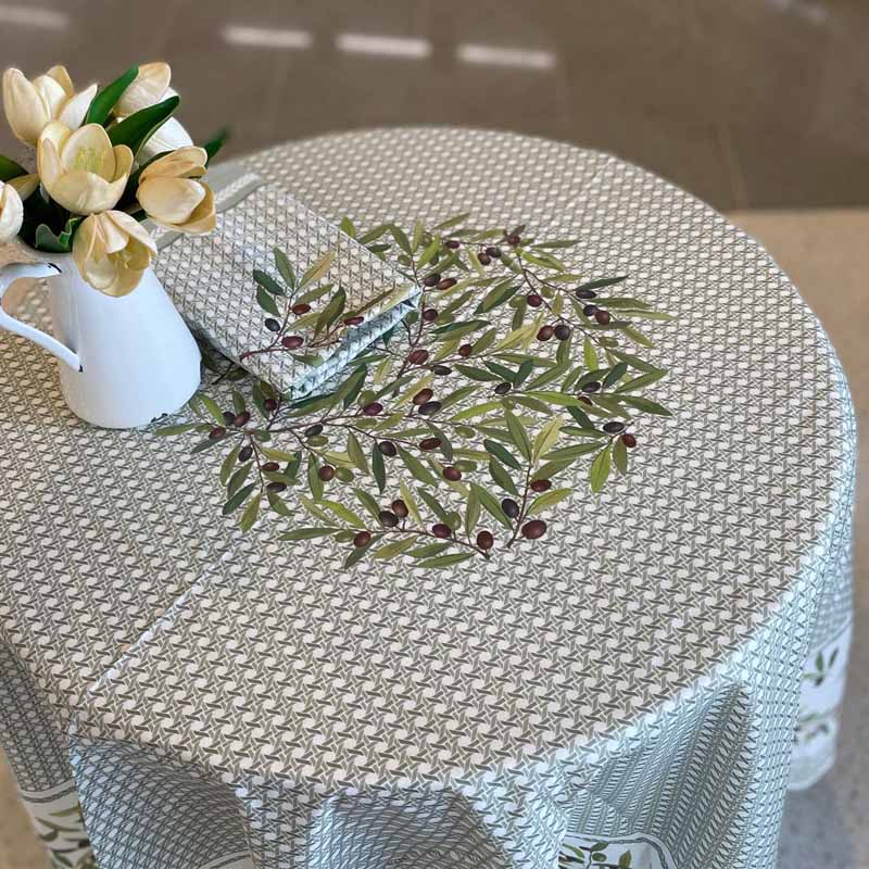 Nyons Vert Round French Tablecloth
