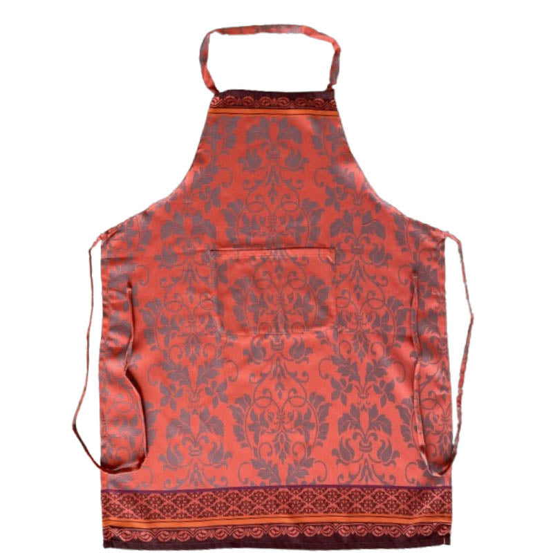 Orange apron with floral pattern on a white background