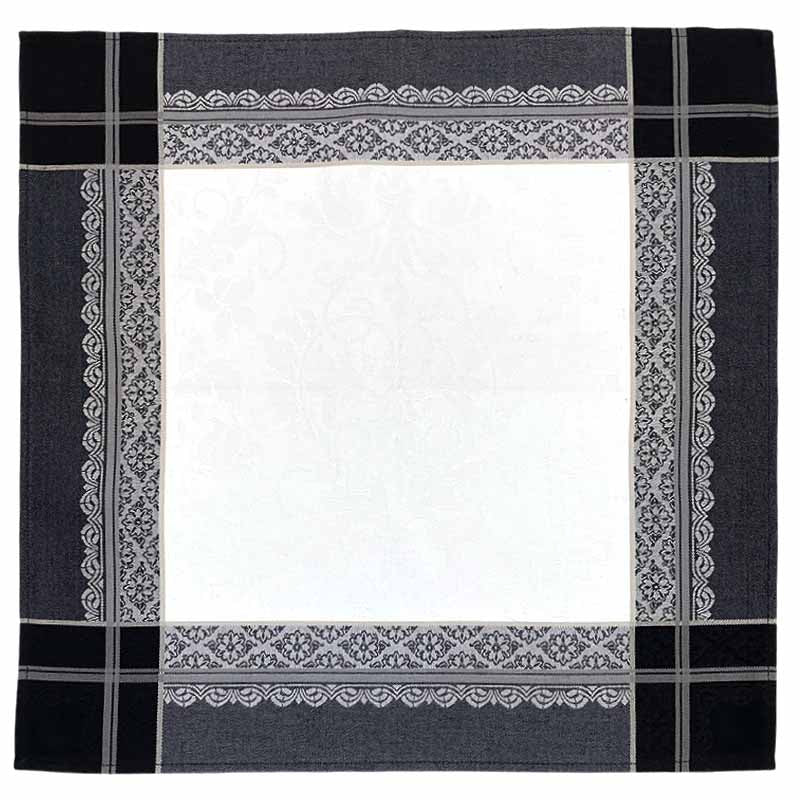 Black and white patterned napkin with decorative border