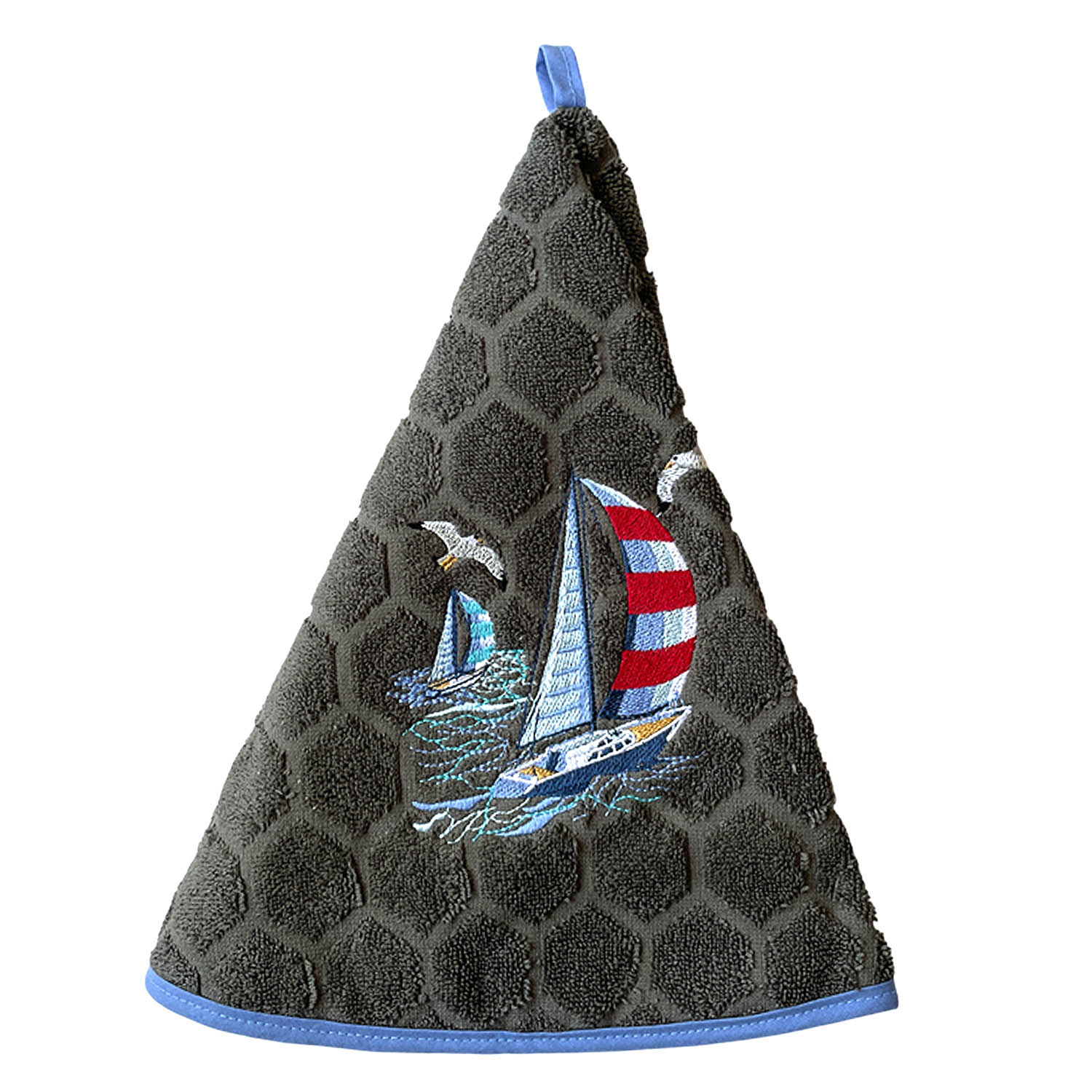 Round French Hand Towel Marine Grey