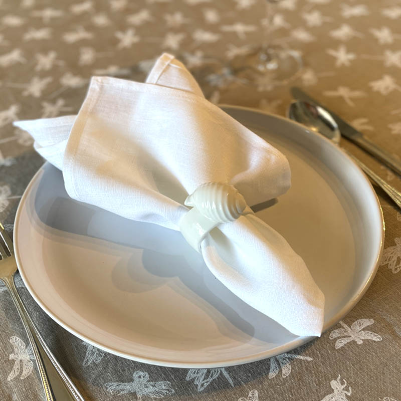 White Linen Napkin Hem with tablecloth