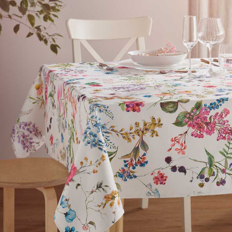 Fortuna stain resistant floral square tablecloth