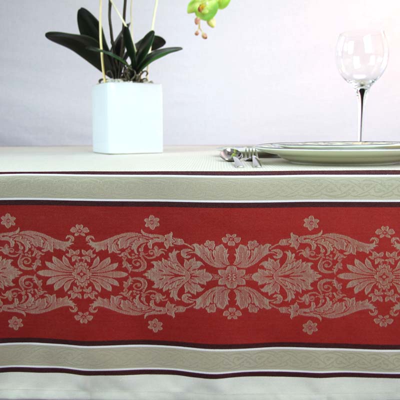 Tablecloth with decorative pattern on a table setting