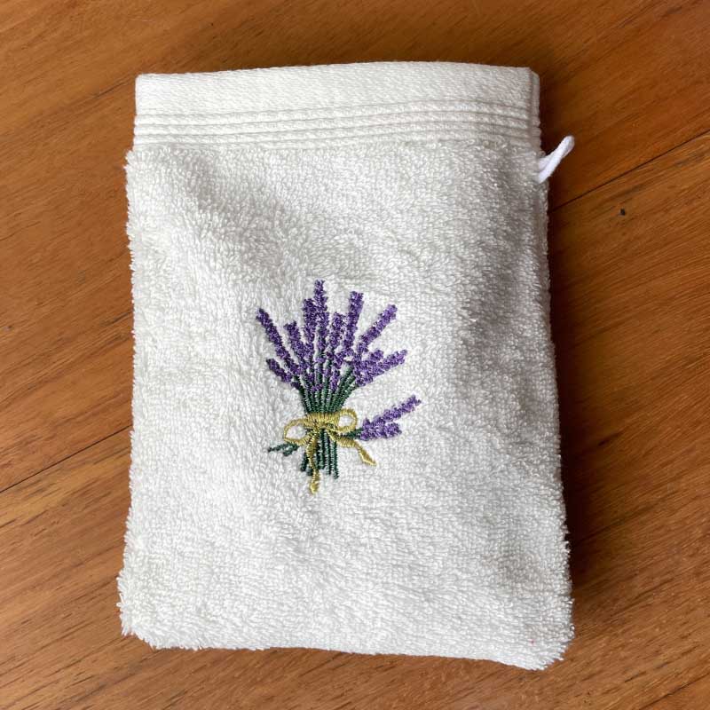 Bath Mitt Ecru Lavender