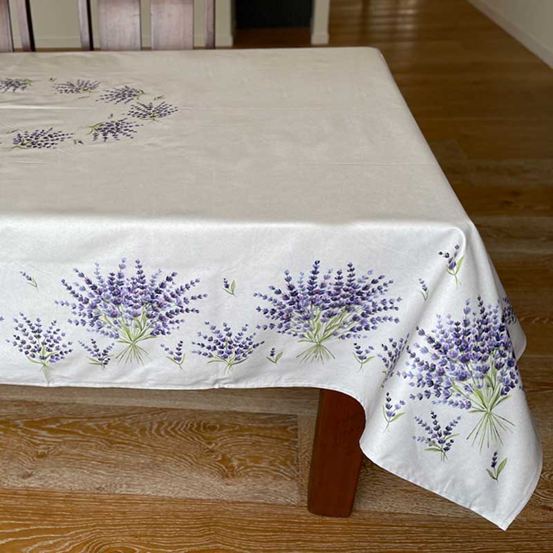 French stain resistant tablecloth with lavender bunches
