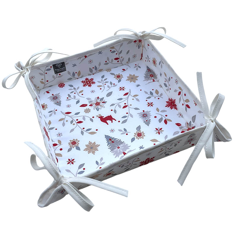 Bread Basket Christmas silver red snowflakes