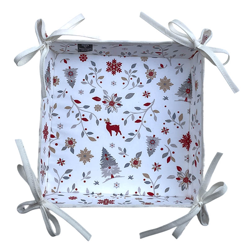 Bread Basket Christmas silver red