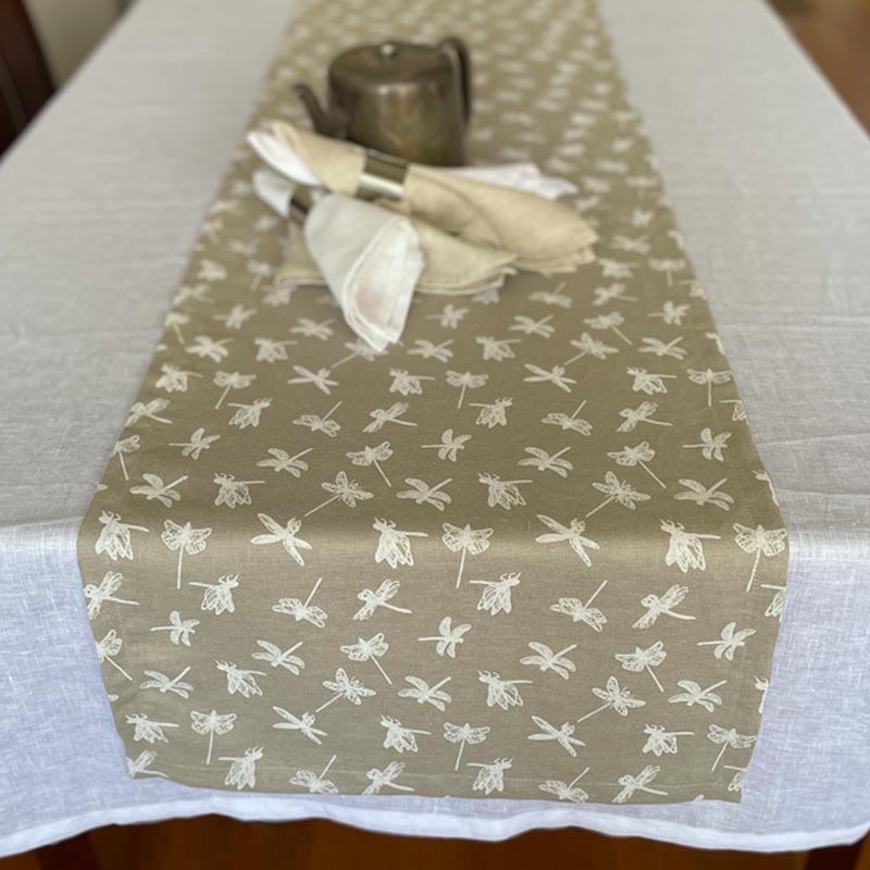 Dragonfly French linen table runners