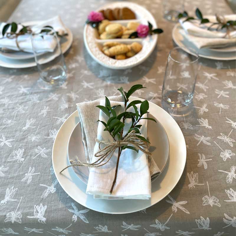Dragonfly Linen tablecloth with napkins