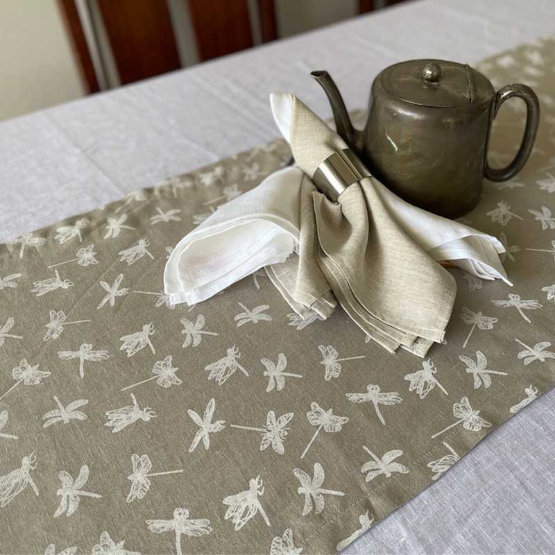 Dragonfly linen table runner