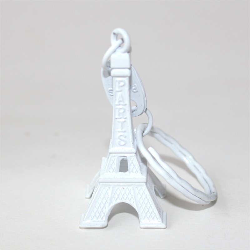 Eiffel Tower Keyring White