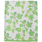 Fabric with green leaf pattern on a white background