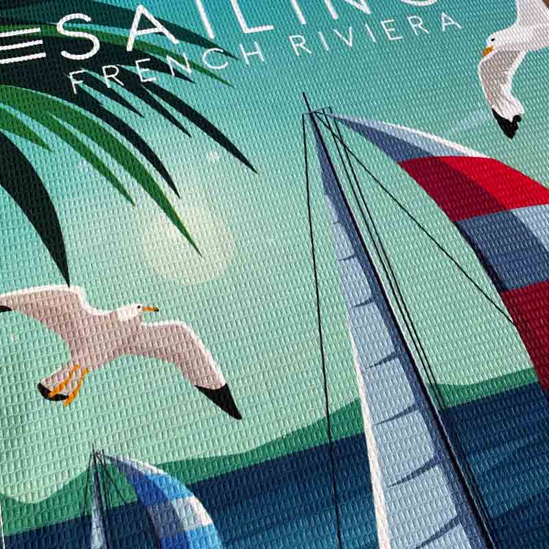French Cotton Kitchen Towel Sailing