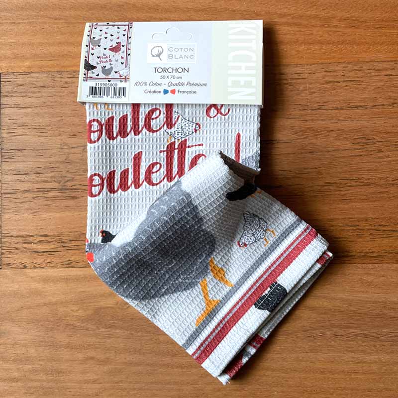 French Cotton Tea Towel Poulet Packaging