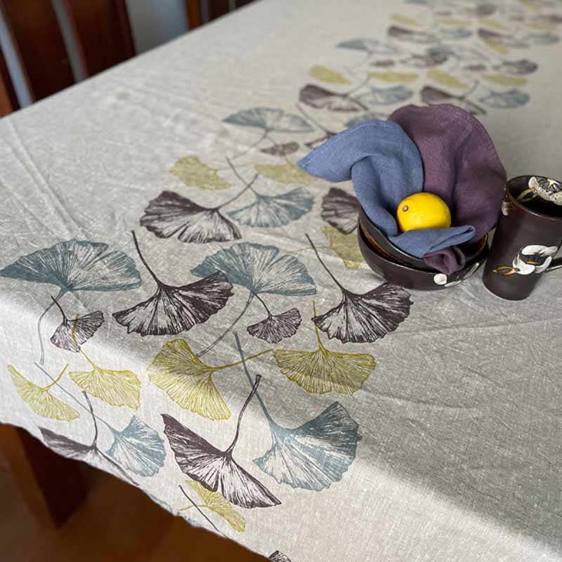 Gingko French Linen Tablecloth