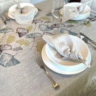 Gingko Leaves French Linen Tablecloth with Linen Napkins