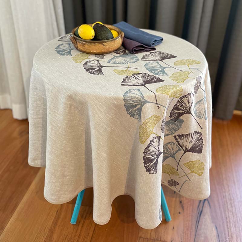 Ginkgo Round Linen Tablecloth