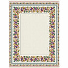 Decorative tablecloth with floral border on a white background