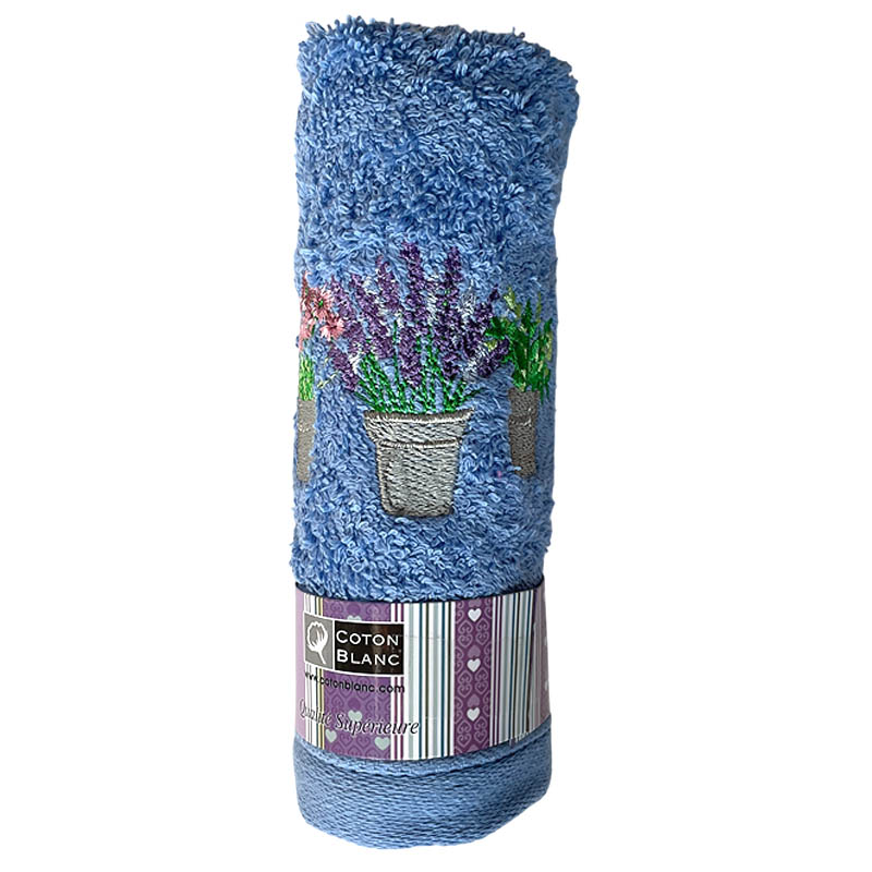 Guest Hand Towel Blue Flower Pots
