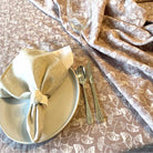 Maidenhair Blush French Linen Tablecloth with napkins