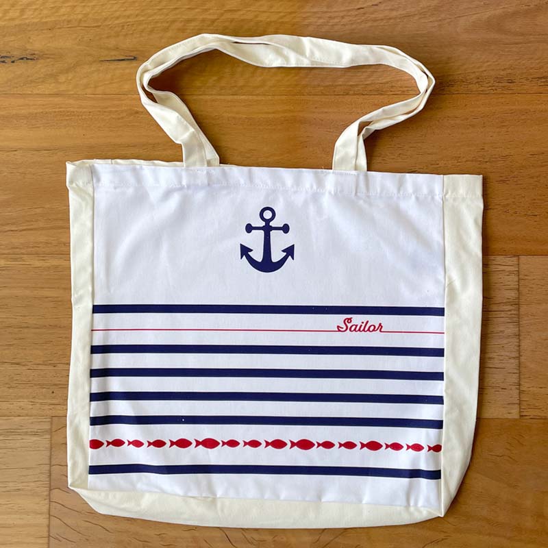 Marine Cotton French Tote Bag