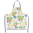 Colorful apron with fruit pattern on a white background