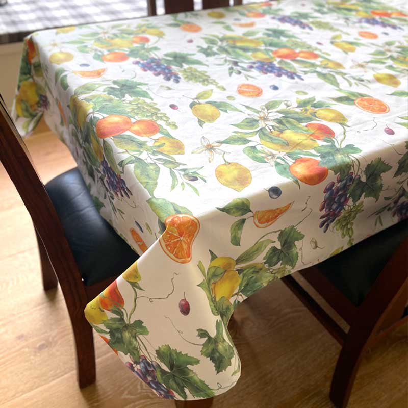 Bright summer fruits design on a tablecloth