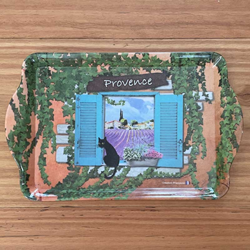 Melamine tray cat at Provence window