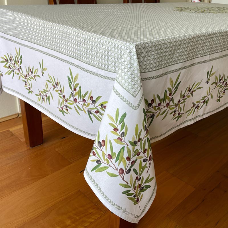Nyons Vert Rectangle French Tablecloth