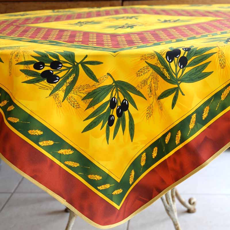 Colorful tablecloth with olive design