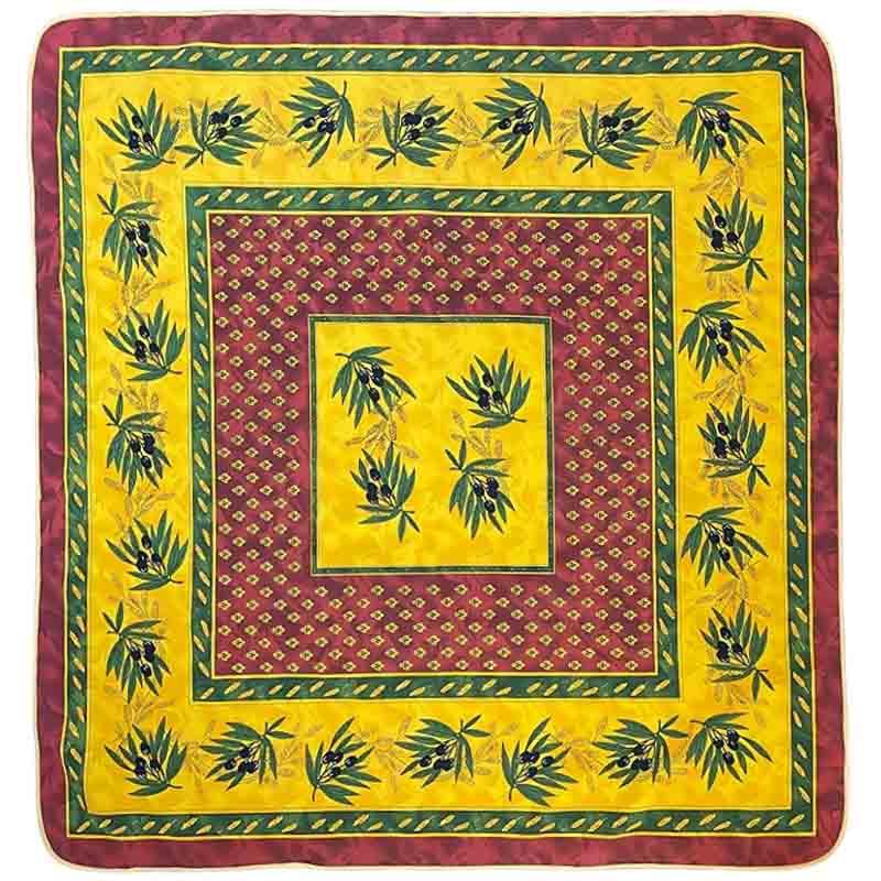 Provencale tablecloth with olives in red and yellow