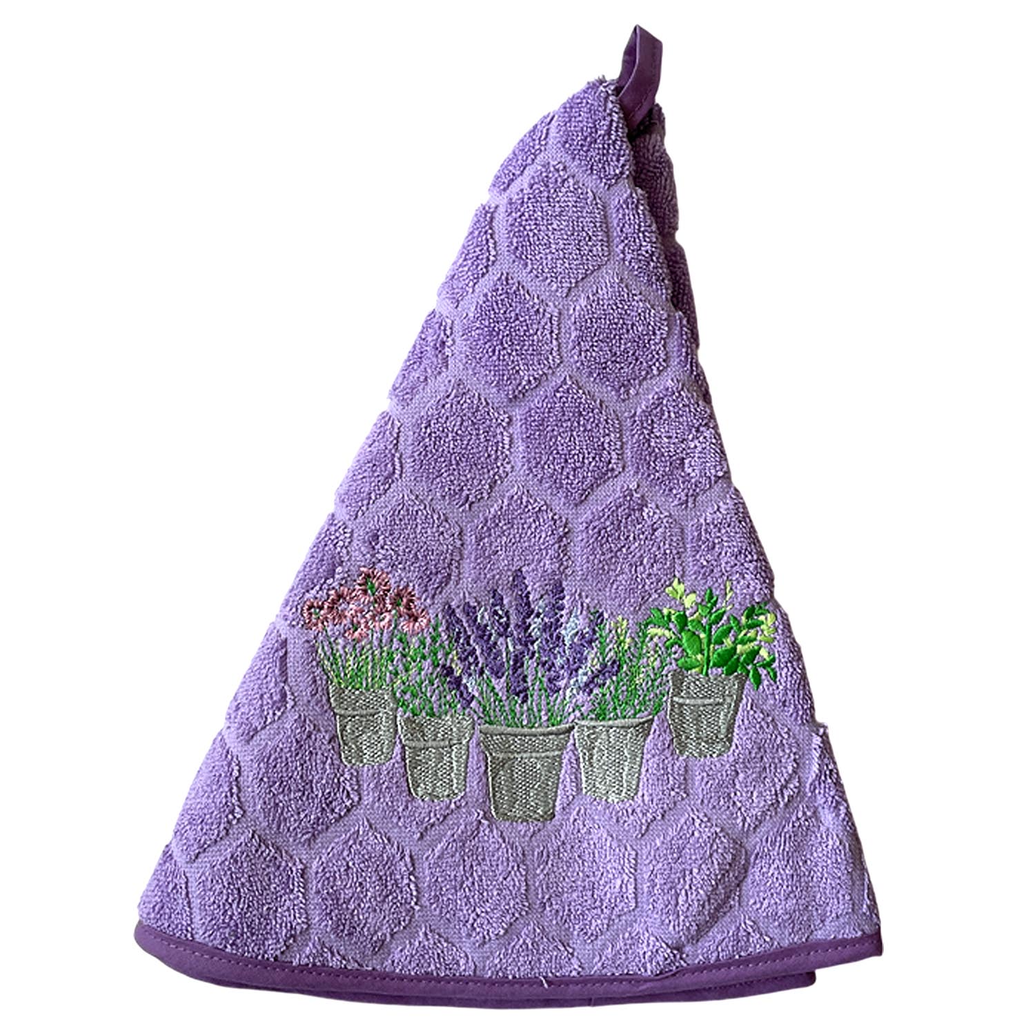 Round French Hand Towel Garden Pots Lilac