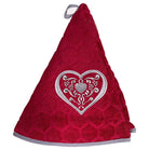 Round French Hand Towel Heart Burgundy