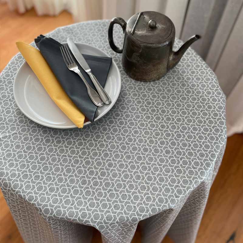 Slate Round Jacquard Tablecloth