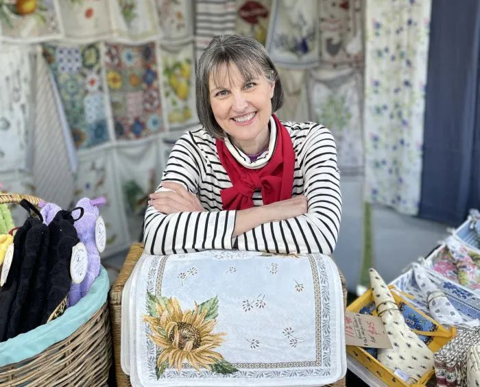 Sue McGary, the founder at a festival stall of French Affair products